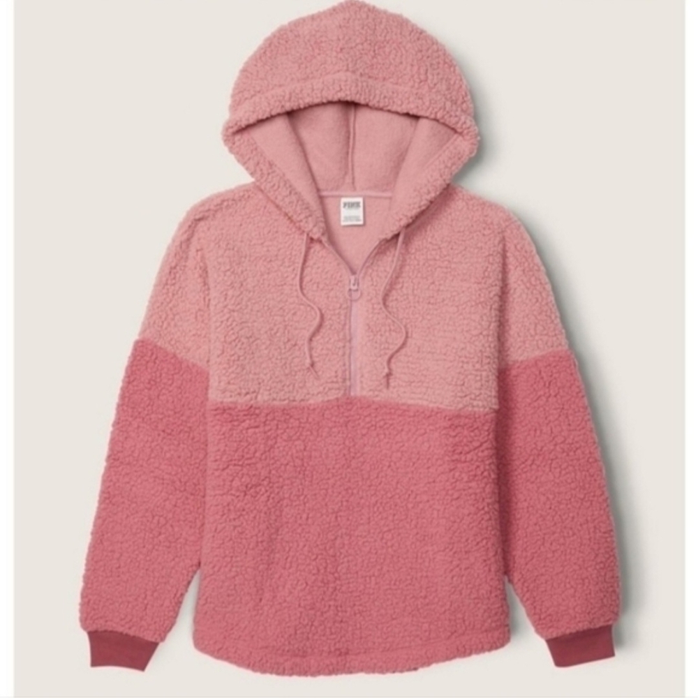 VS PINK Varsity Sherpa Pullover Hoodie Small